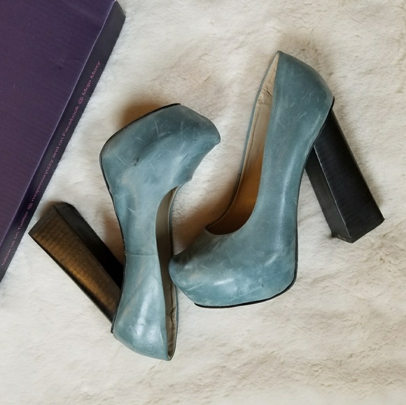 👠RARE👠MOJO MOXY revenge blue pump stacked heels - Picture 4 of 8